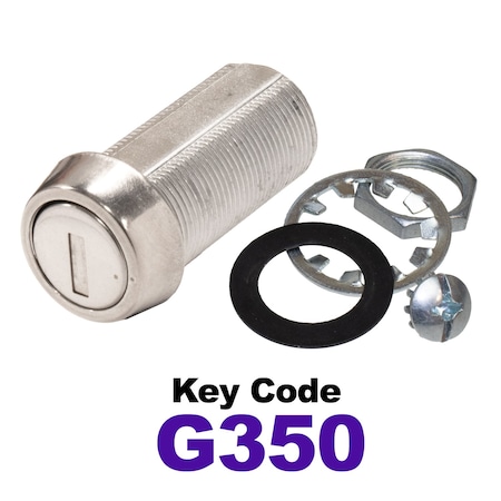 Global RV SS Compartment Lock, Cam/Blade Style, 1-3/8in Threaded Barrel, Keyed to G350, Blades not Included CLB-350-138-SS